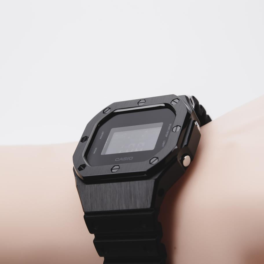 Casio G Shock DW 5600 watch with SS case Timing Is Everything